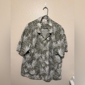 Mutual Weave Green and White Leaf Print Shirt
